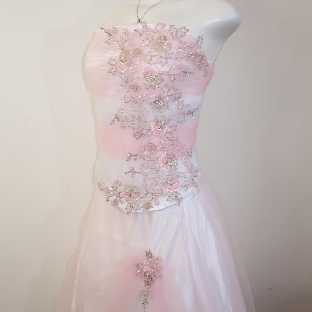 alyce pink tulle prom dress floral sequin ballgown y2k princess size 16 - Picture 4 of 8